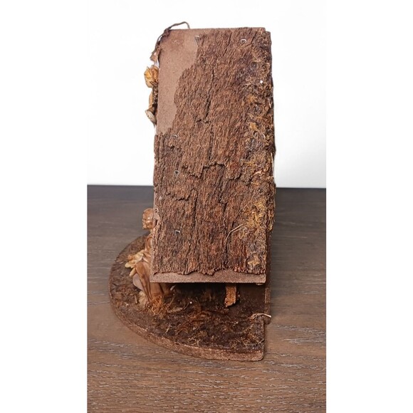 Vintage Fontanini Italy Wood Crèche & 6 pc Figurines Set Mary Jesus Joseph Angel - Picture 3 of 5